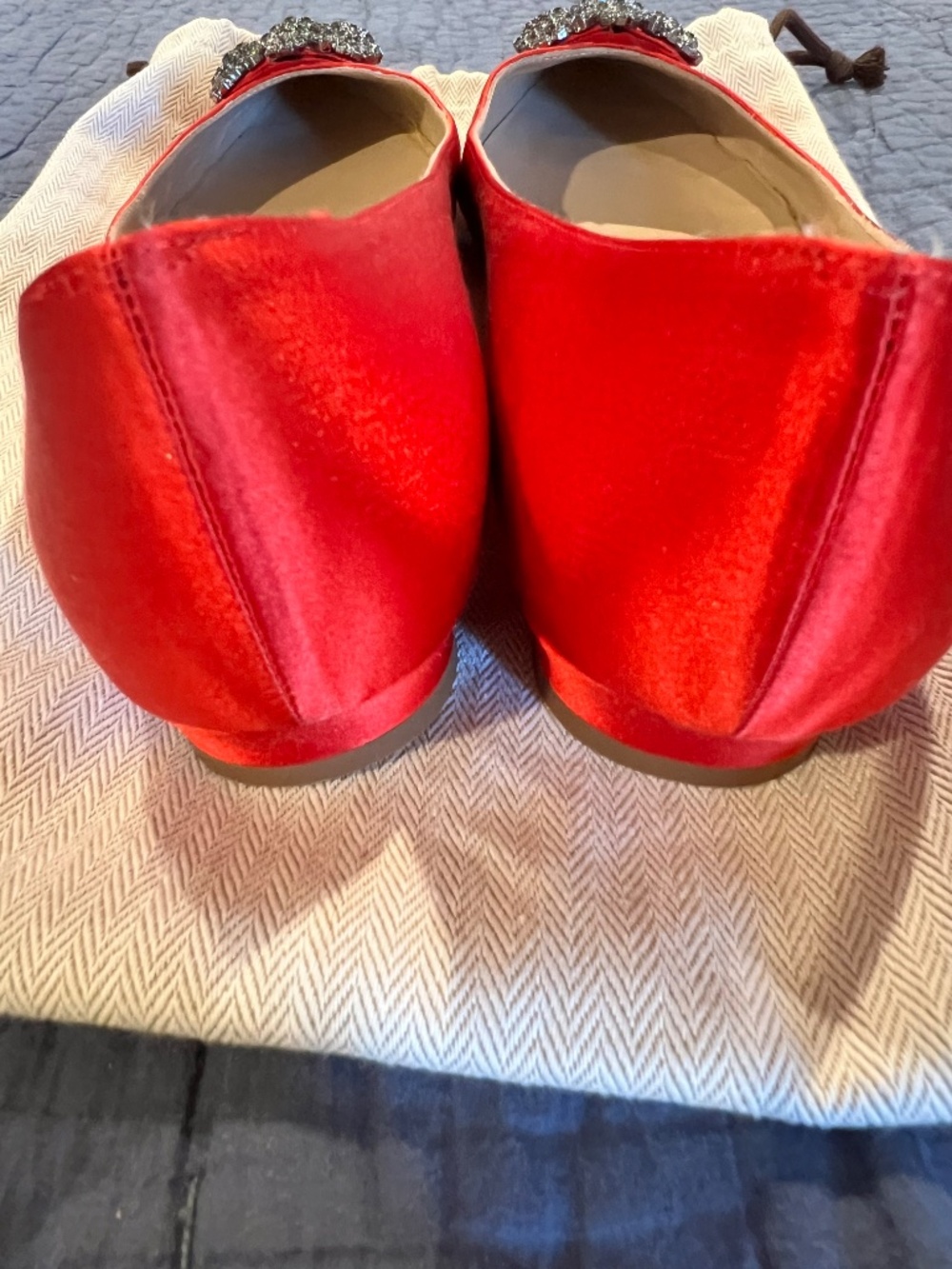 Manolo Blahnik Hangisi Flats- Red- Size 40 - Picture 3 of 4